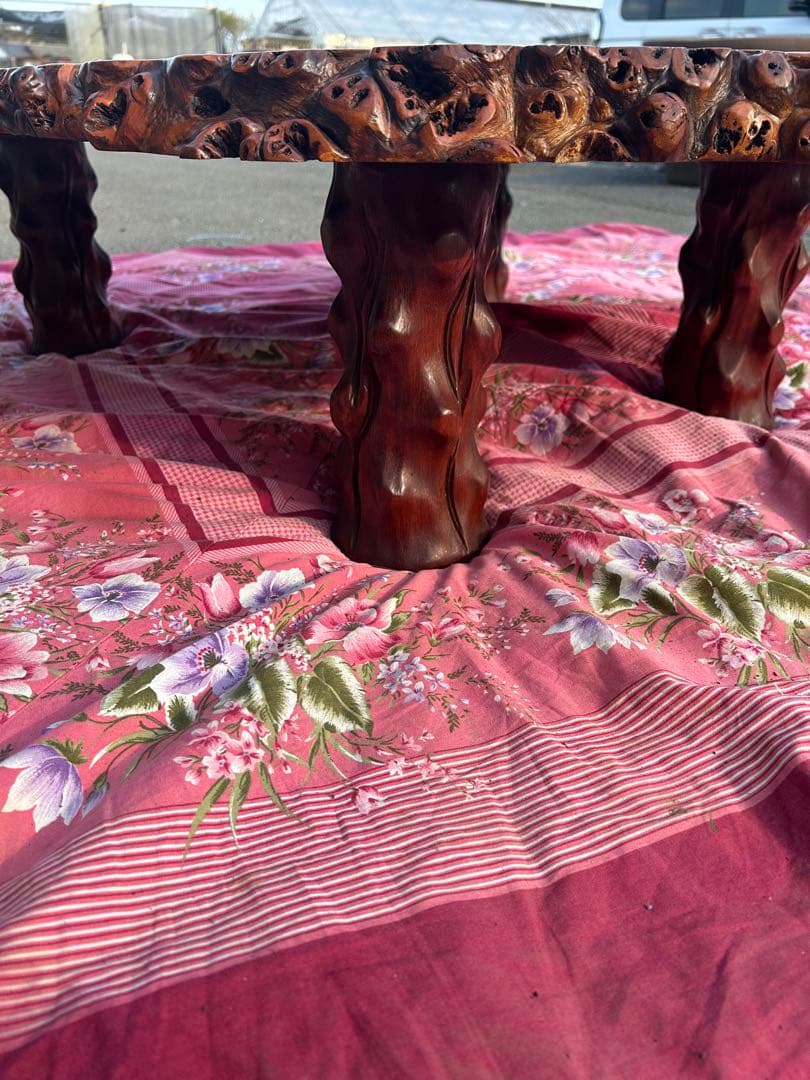 【希少】花梨瘤 一枚板 座卓 高級テーブル 大型