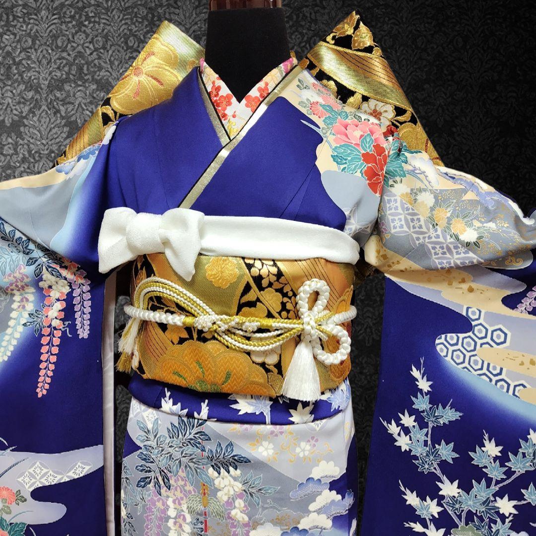 SALE中☆振袖フルセット(7点)・成人式・古典柄・金彩加工・胴裏正絹・高級手縫