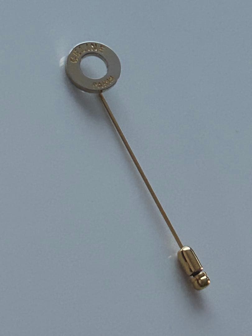 CELINE セリーヌ シルバー製 ゴールドトーン ピンブローチ