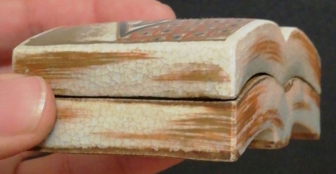 真葛香山作　色絵　本型　香合　箱付　茶道具