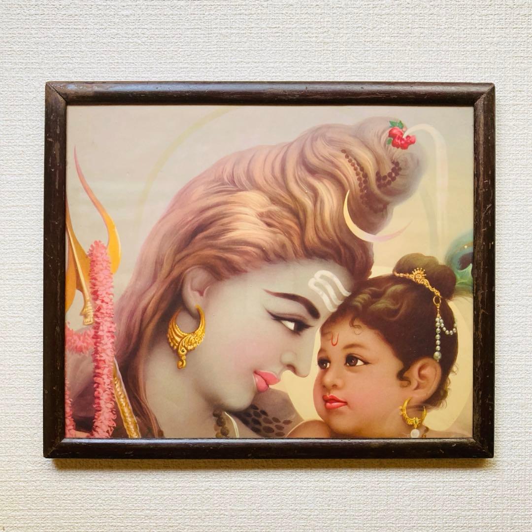 シヴァ　クリシュナ　額縁付　　　　　　　　ビンテージポスター