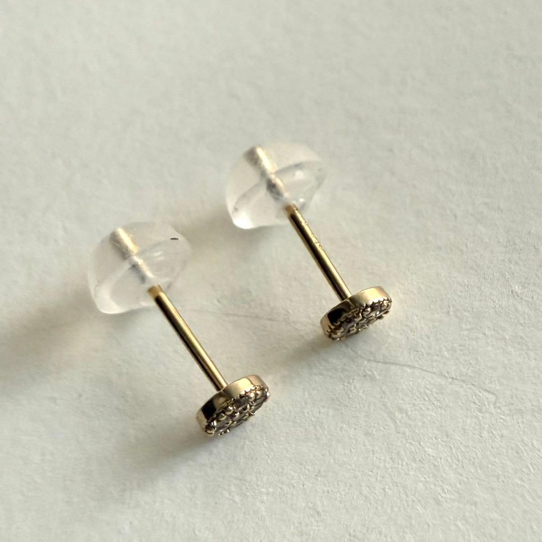 ete エテ K18 ダイヤモンド ピアス パヴェ スタッド イエローゴールド