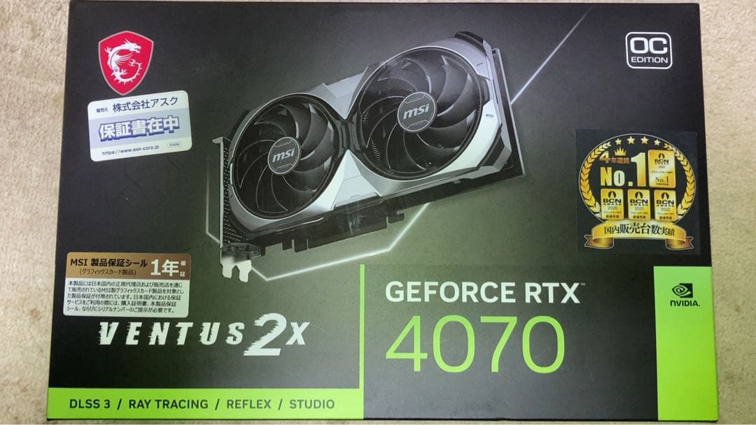 グラフィックボード・グラボ・ビデオカード MSI GEFORCE RTX4070 VENTUS 2X OC EDITION
