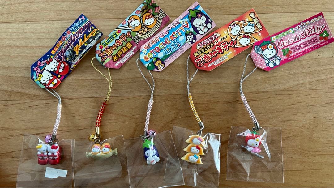 ハローキティ ご当地ストラップ 5個セット　茨城、栃木、横浜