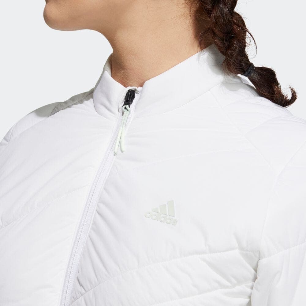 【S】秋冬 アディダス ゴルフ 保温 キルティング 中綿セットアップ白