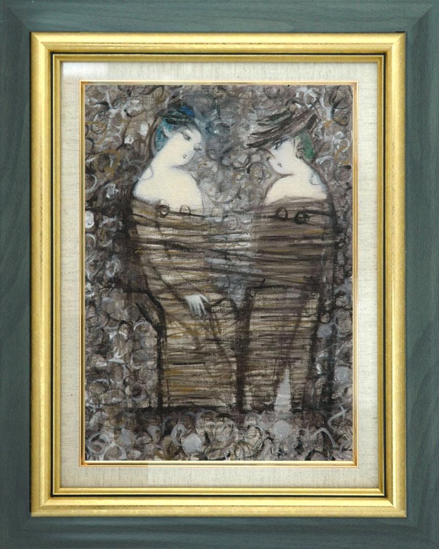 油絵 菅家令子 絵 絵画 インテリア 額付(黒) F6-083011 人物 女性