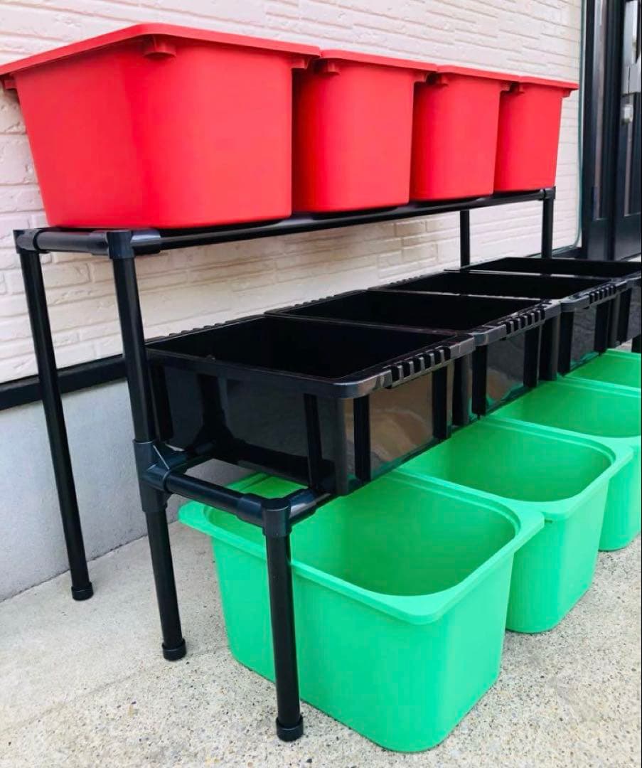 メダカ飼育ラック　ブラック　2段