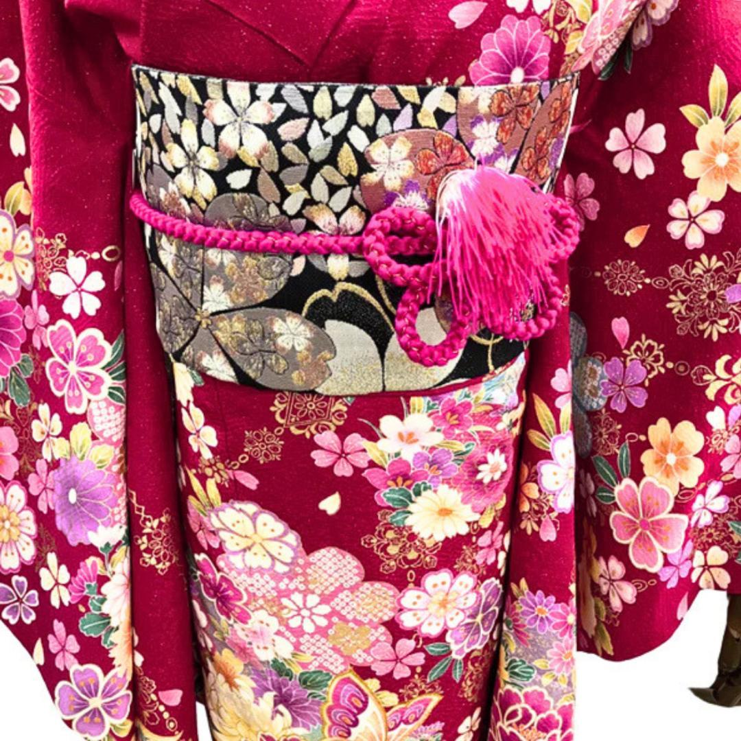 ≪早い者勝ち≫【お得品】 振袖セット 成人式 正絹 花柄 赤 S46 ●