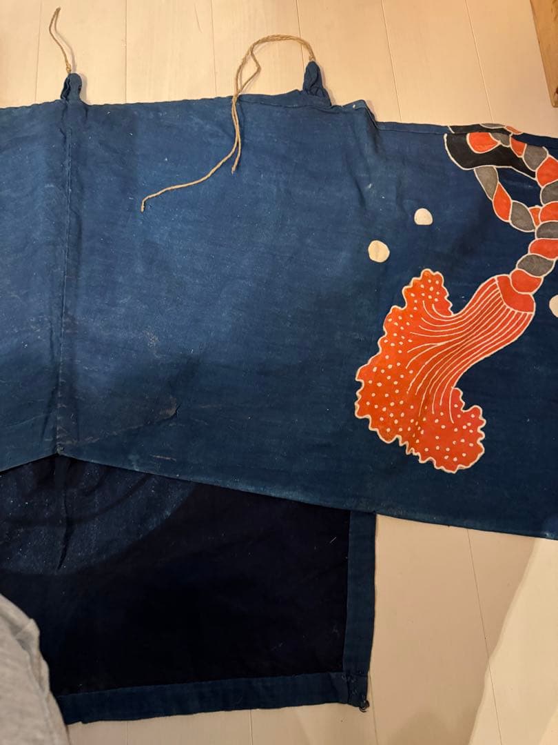 ②骨董レア品　日本古布　藍染木綿　東北馬飾り　観賞用、リメイク材料