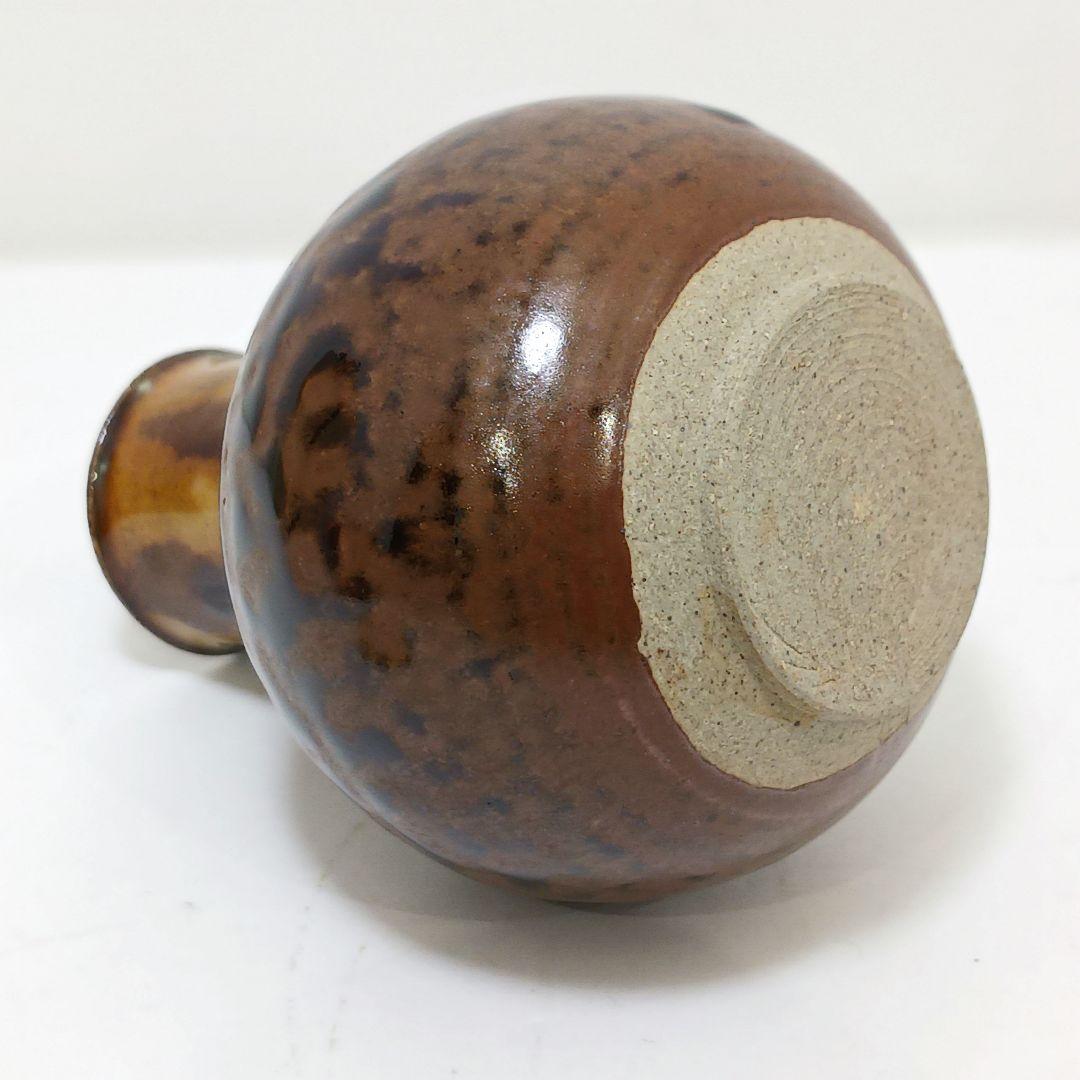 Y2167-12 茶道具 比古焼 藤崎寿山造 鶴首茶入 共箱 西陣織仕覆付　う