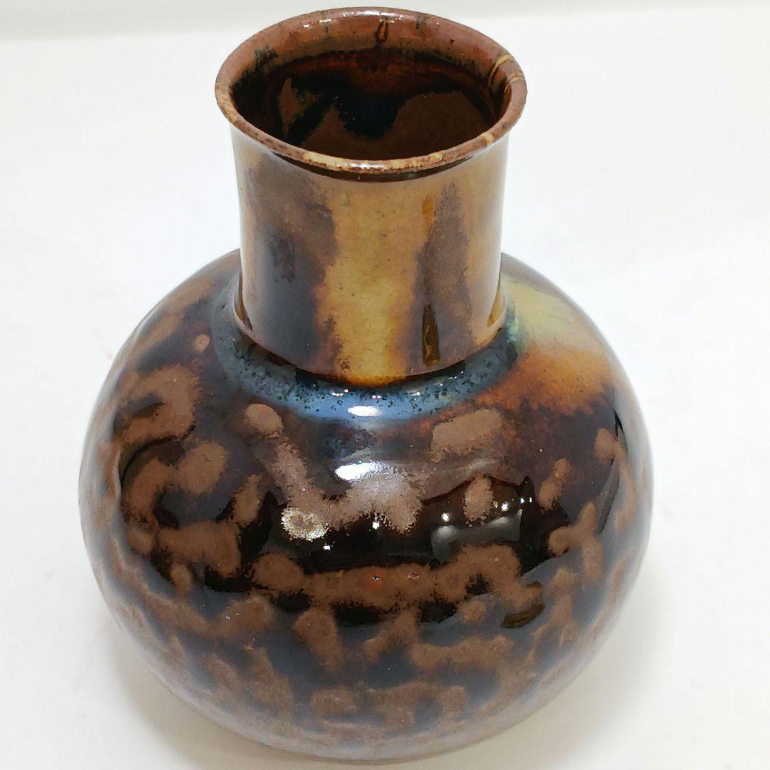 Y2167-12 茶道具 比古焼 藤崎寿山造 鶴首茶入 共箱 西陣織仕覆付　う