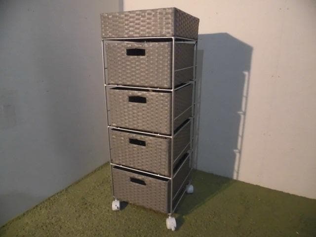 【送料無料・新品】ラタン風★サニタリー★ランドリーチェスト/グレー