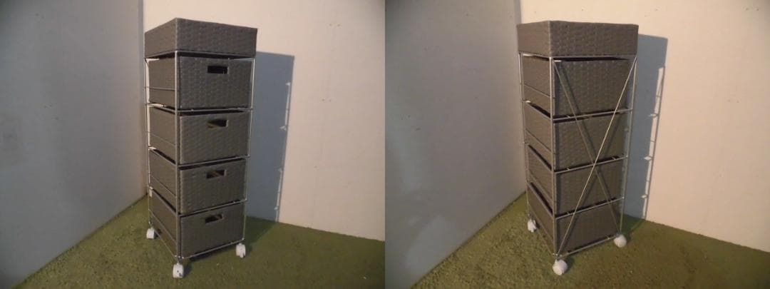 【送料無料・新品】ラタン風★サニタリー★ランドリーチェスト/グレー