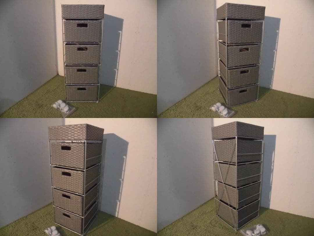 【送料無料・新品】ラタン風★サニタリー★ランドリーチェスト/グレー