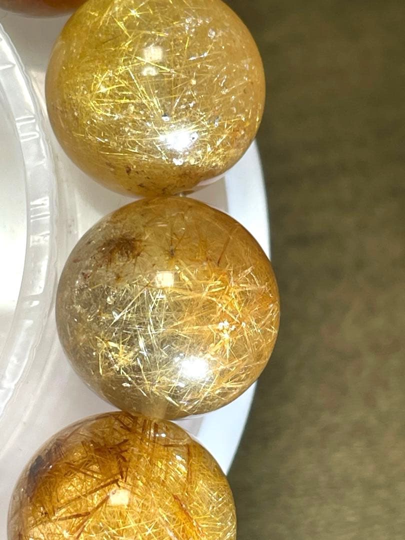 高品質　新入荷　ミックスルチルブレス超大玉約14.7㎜（新品未使用）金運虹あり