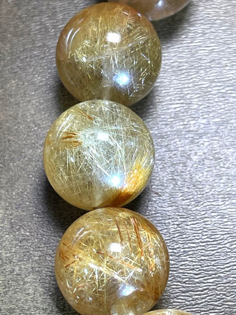 高品質　新入荷　ミックスルチルブレス超大玉約14.7㎜（新品未使用）金運虹あり