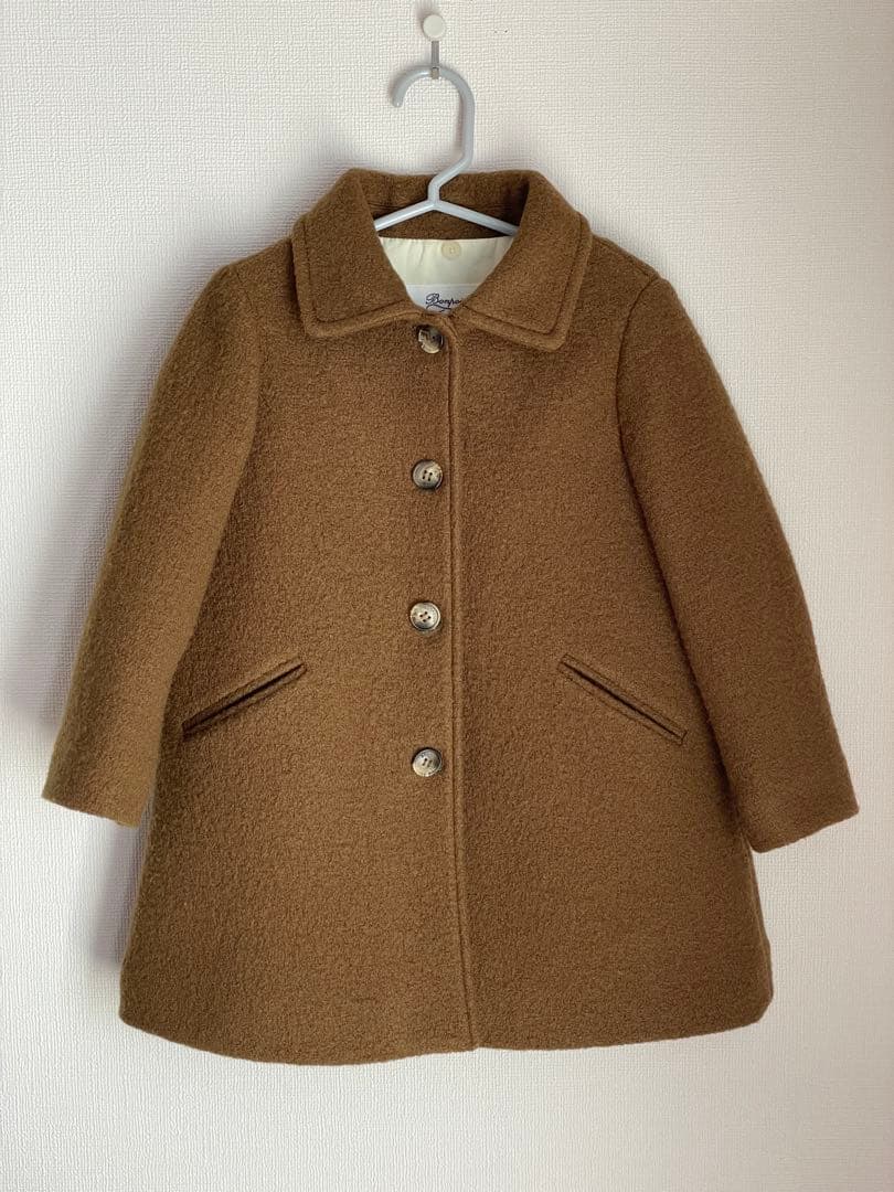 ウールコート ブラウン ファー襟付き