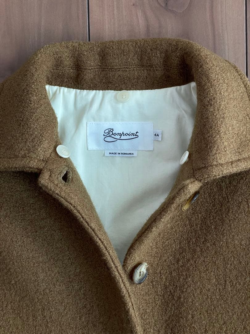 ウールコート ブラウン ファー襟付き