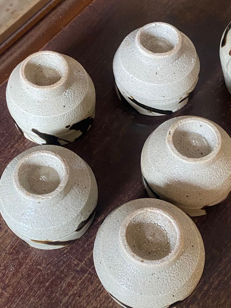 益子焼　鉄絵茶器　茶器揃い　急須　湯呑み　汲み出し　民芸　民藝