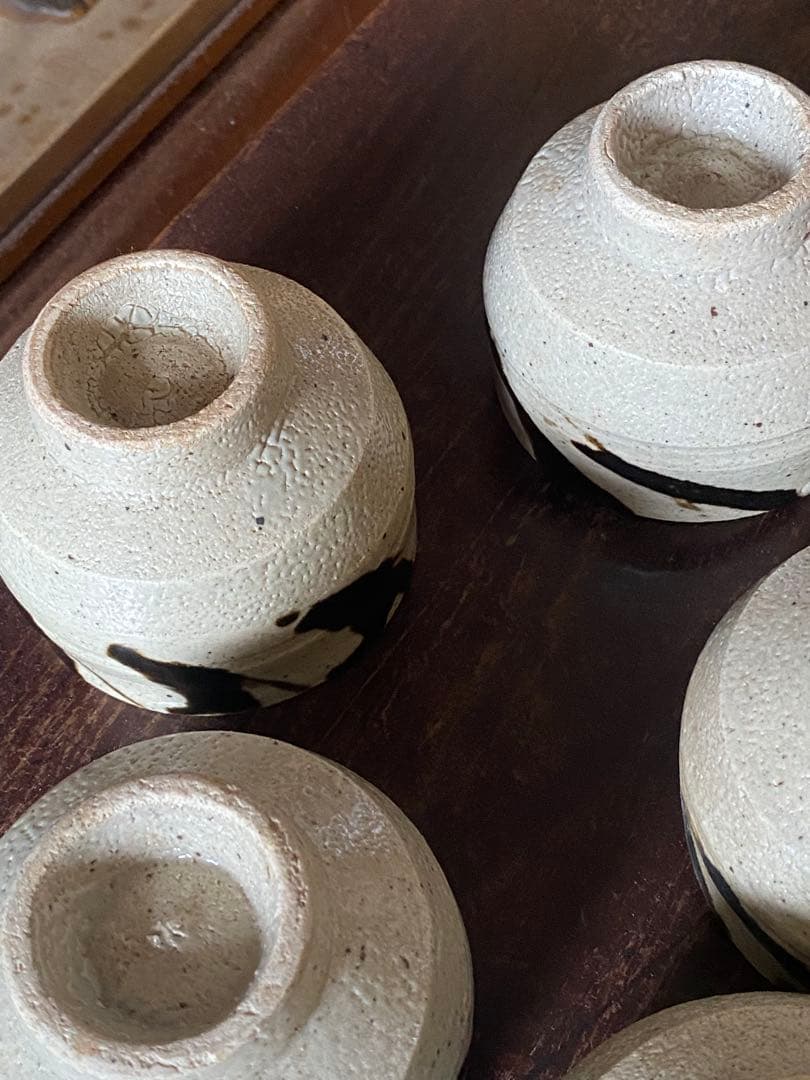 益子焼　鉄絵茶器　茶器揃い　急須　湯呑み　汲み出し　民芸　民藝