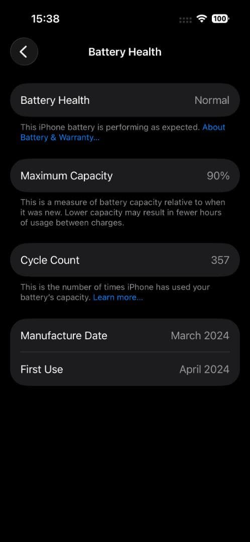《美品》バッテリー90% - iPhone 15 グリーン 128GB