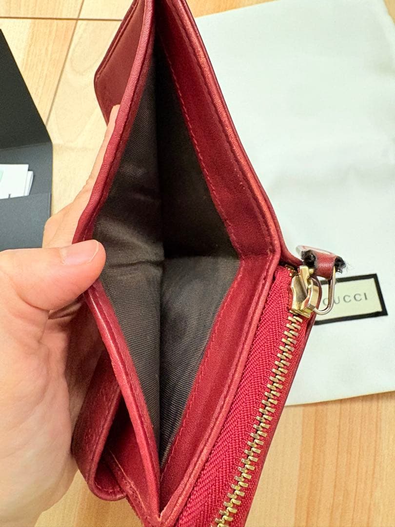 グッチ　二つ折り財布　マイクロシマ　GG　ラウンドジップ