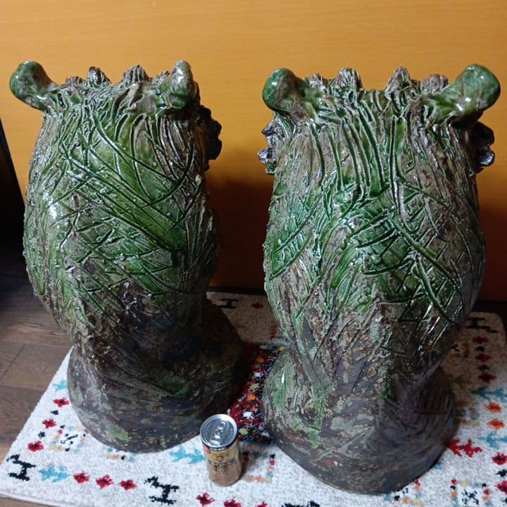 大きなシーサー像 陶器製 約55cm 信楽焼 魔除縁起物 獅子 沖縄琉球 守神