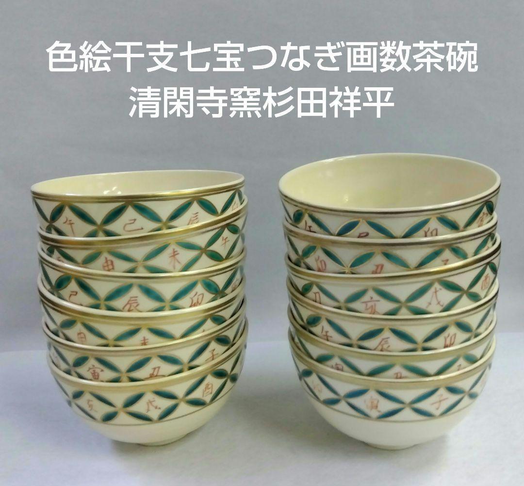 茶道具 数茶碗 色絵 干支 七宝つなぎ画 清閑寺窯 杉田祥平 初釜