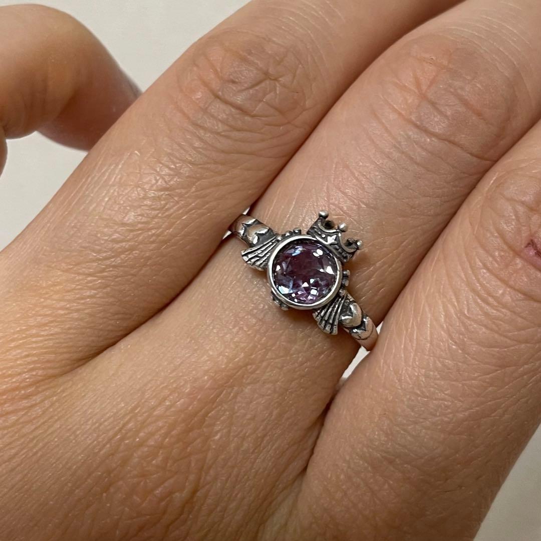 天然石リング　アレキサンドライト　紫緑シラー　高透明　6mm SV925