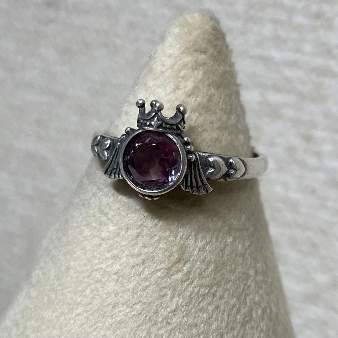 天然石リング　アレキサンドライト　紫緑シラー　高透明　6mm SV925