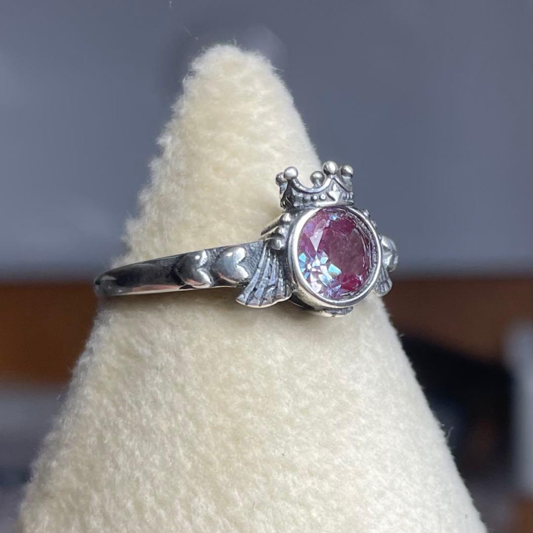 天然石リング　アレキサンドライト　紫緑シラー　高透明　6mm SV925