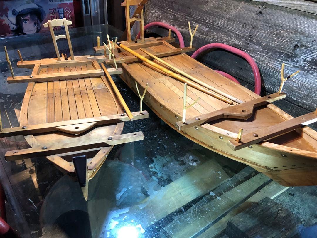 日本 昭和東京羽田 船大工 和船 大小2隻 工芸品 美術品 舟盛 模型 匠