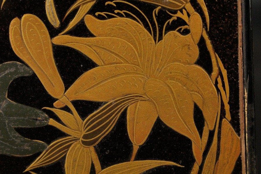 中国美術 竹足 天蒔絵 小卓台 唐物 極上 希少 旧家蔵出