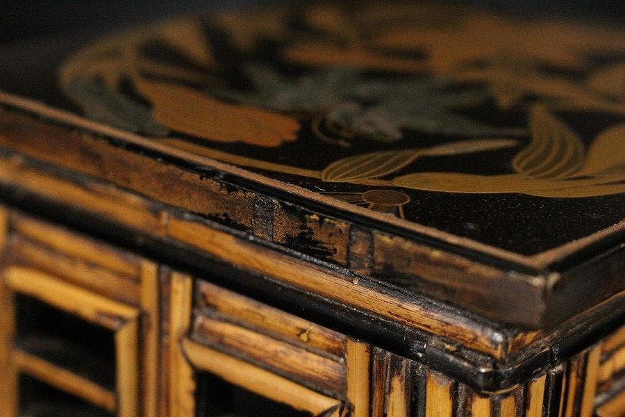 中国美術 竹足 天蒔絵 小卓台 唐物 極上 希少 旧家蔵出