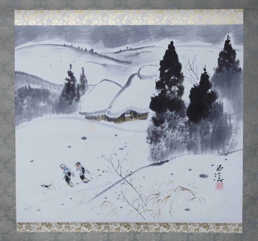 日本画・掛軸装・真作保証・雪景・小林五浪・福島県会津出身、洋画、古美術