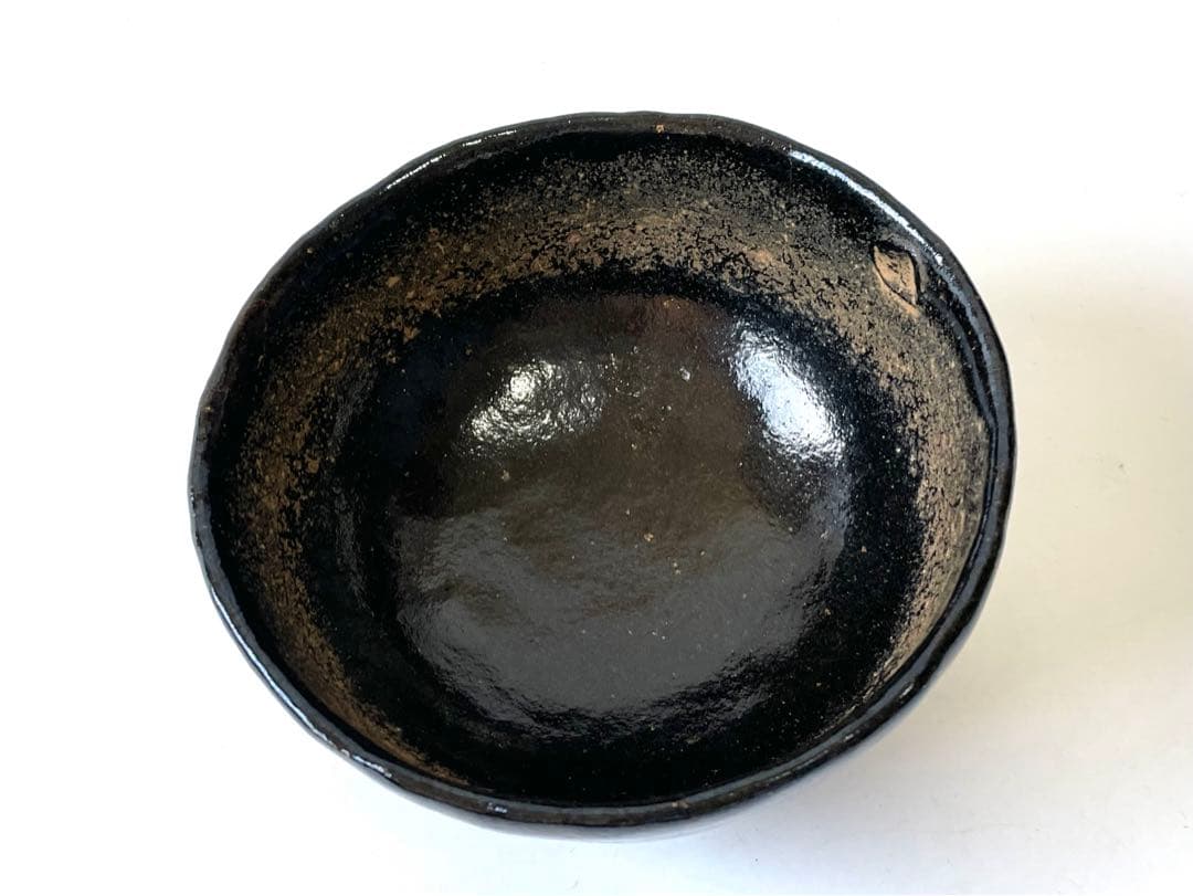 骨董　黒茶碗　黒楽茶碗　樂茶碗　アンティーク　楽焼　箱付き　一入作　了入