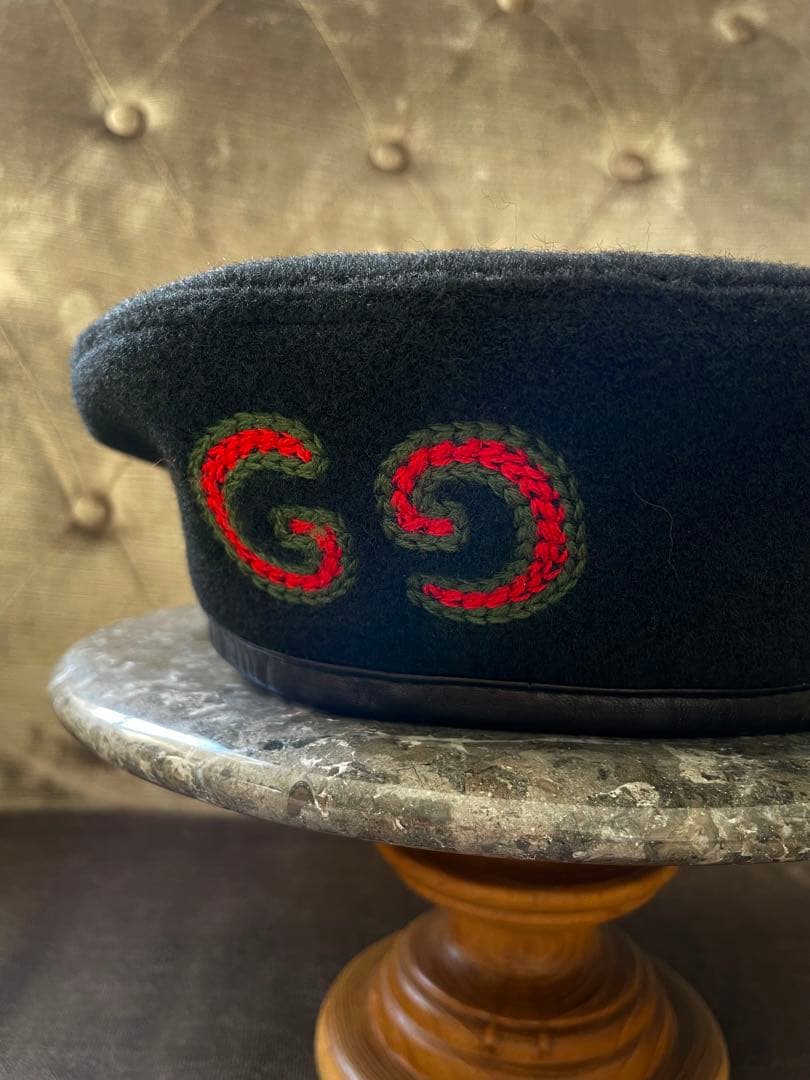 ☆kids用・新品未使用☆GUCCIベレー帽ブラックGGロゴSサイズ52cm