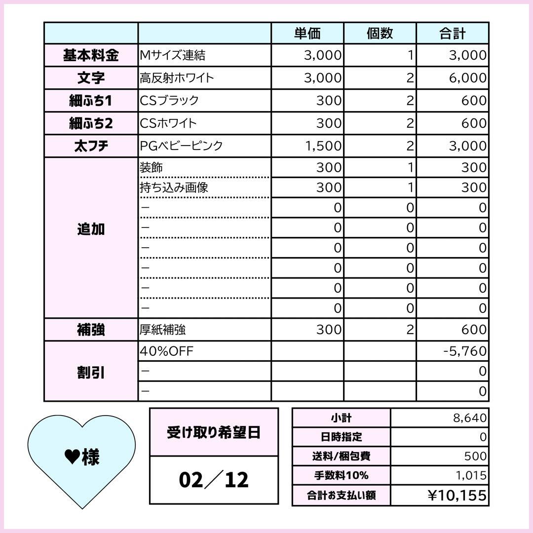 ♥ページ♡ネームボード うちわ文字 連結文字パネル オーダー