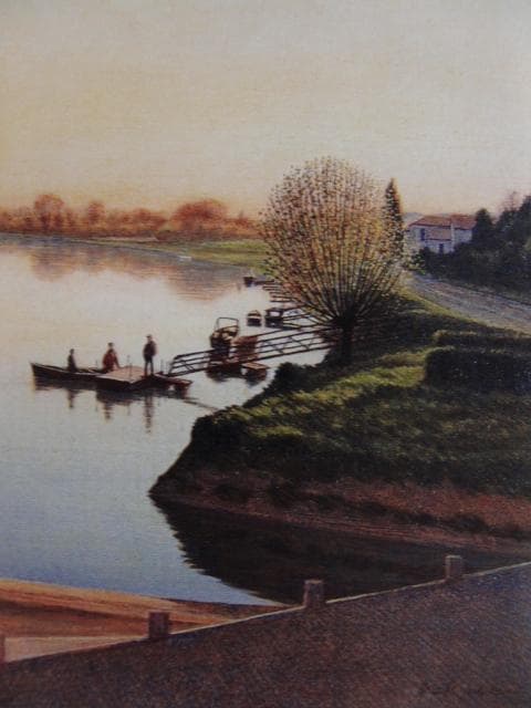 中根寛　「ドルドーニュの朝」、希少画集より、状態良好、新品高級額装付