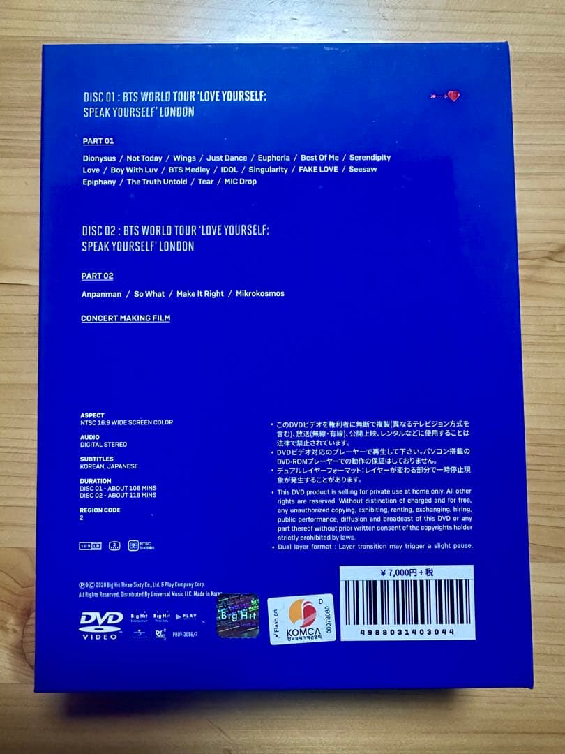 BTS love yourself SPEAK ロンドンDVD ジョングク