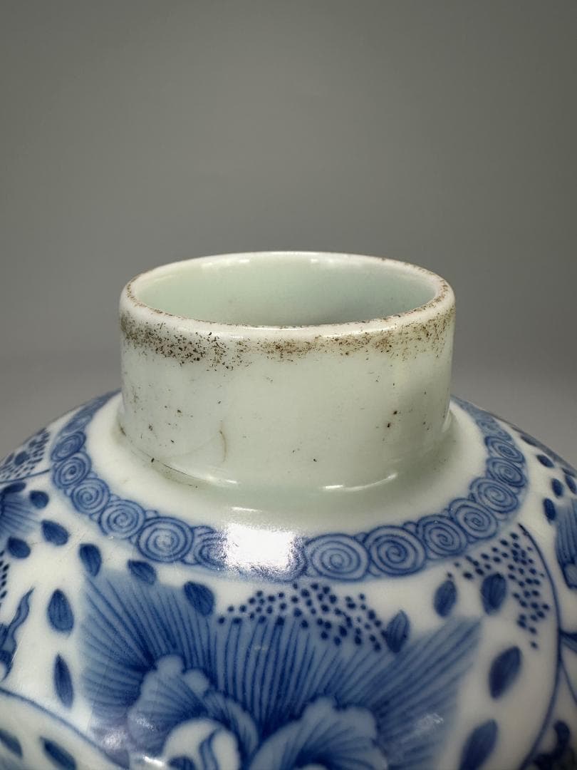 中国美術　煎茶道具　茶器　青花花卉文茶壺　染付茶入　時代　古物　唐物