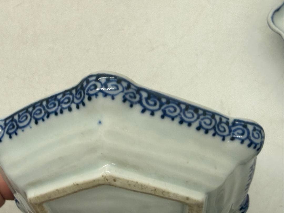 明時代　古染　染付山水人物紋角皿6点　古渡　送料込み251221