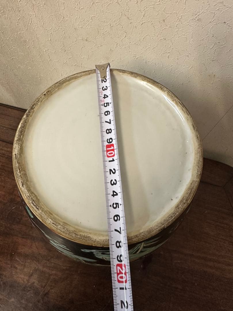 中国　五彩　粉彩　染付　壺　蓮鴨図　古美術　アンティーク　時代物