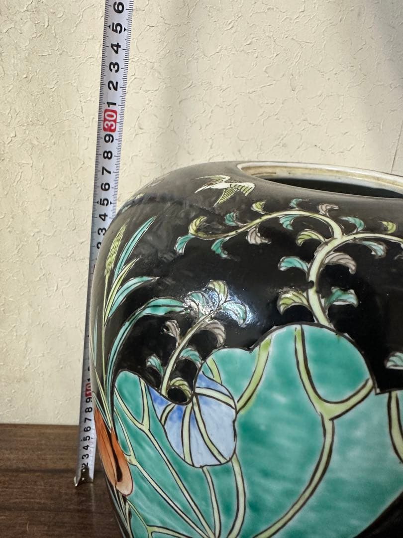 中国　五彩　粉彩　染付　壺　蓮鴨図　古美術　アンティーク　時代物