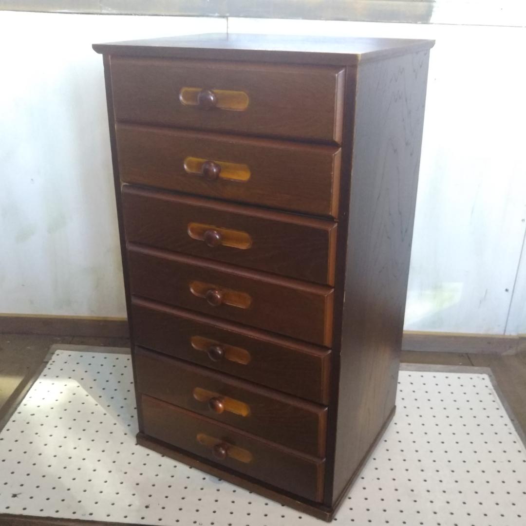 昭和レトロ　書類入れ　引き出し　７段チェスト　収納　小物入れ　木製　アンティーク