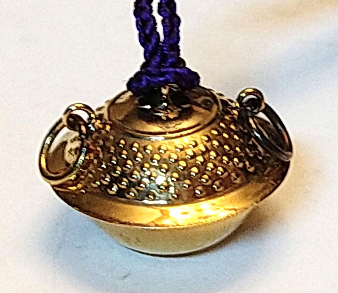 K18 茶釜 携帯ストラップ 縁起物 御守 ヴィンテージ