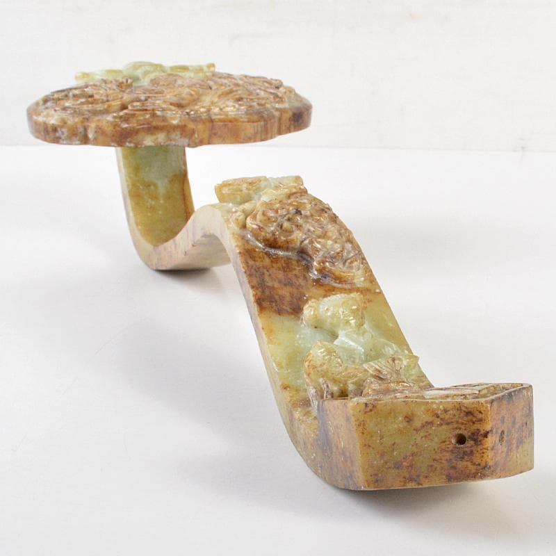 中国　玉石彫刻　人物刻　如意　D　R7205