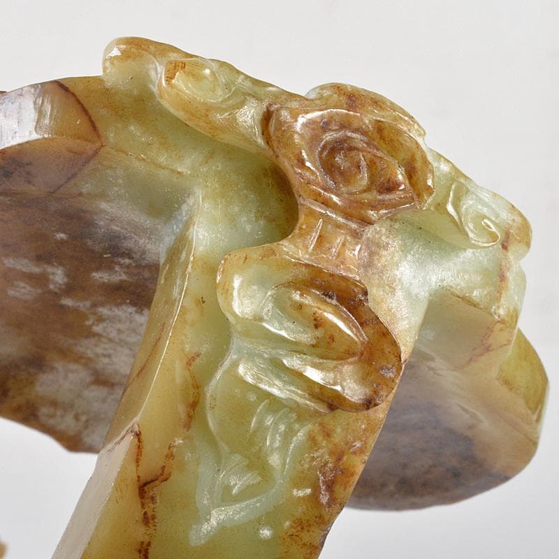 中国　玉石彫刻　人物刻　如意　D　R7205