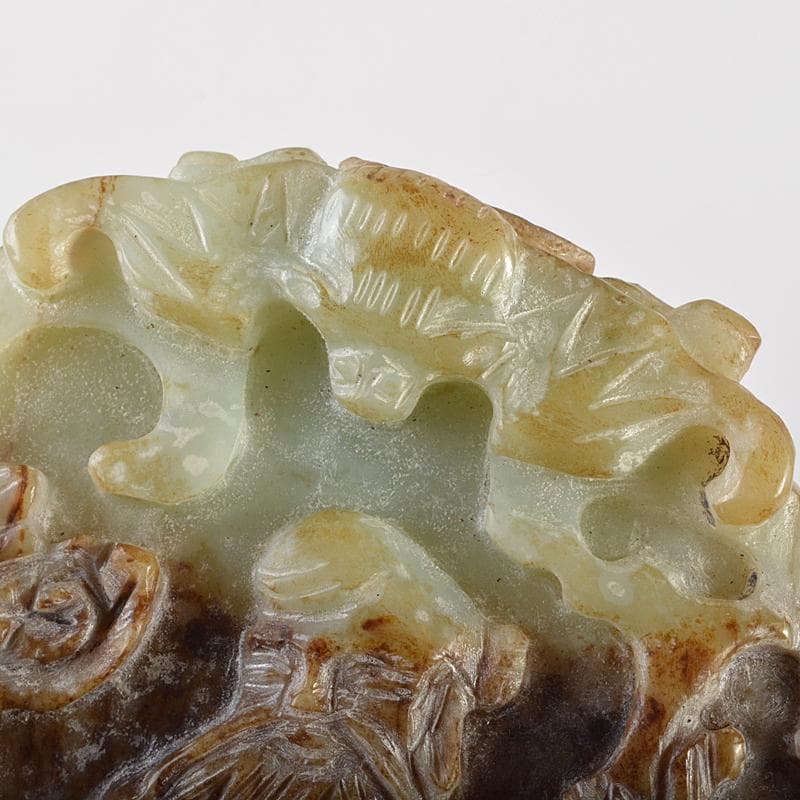 中国　玉石彫刻　人物刻　如意　D　R7205