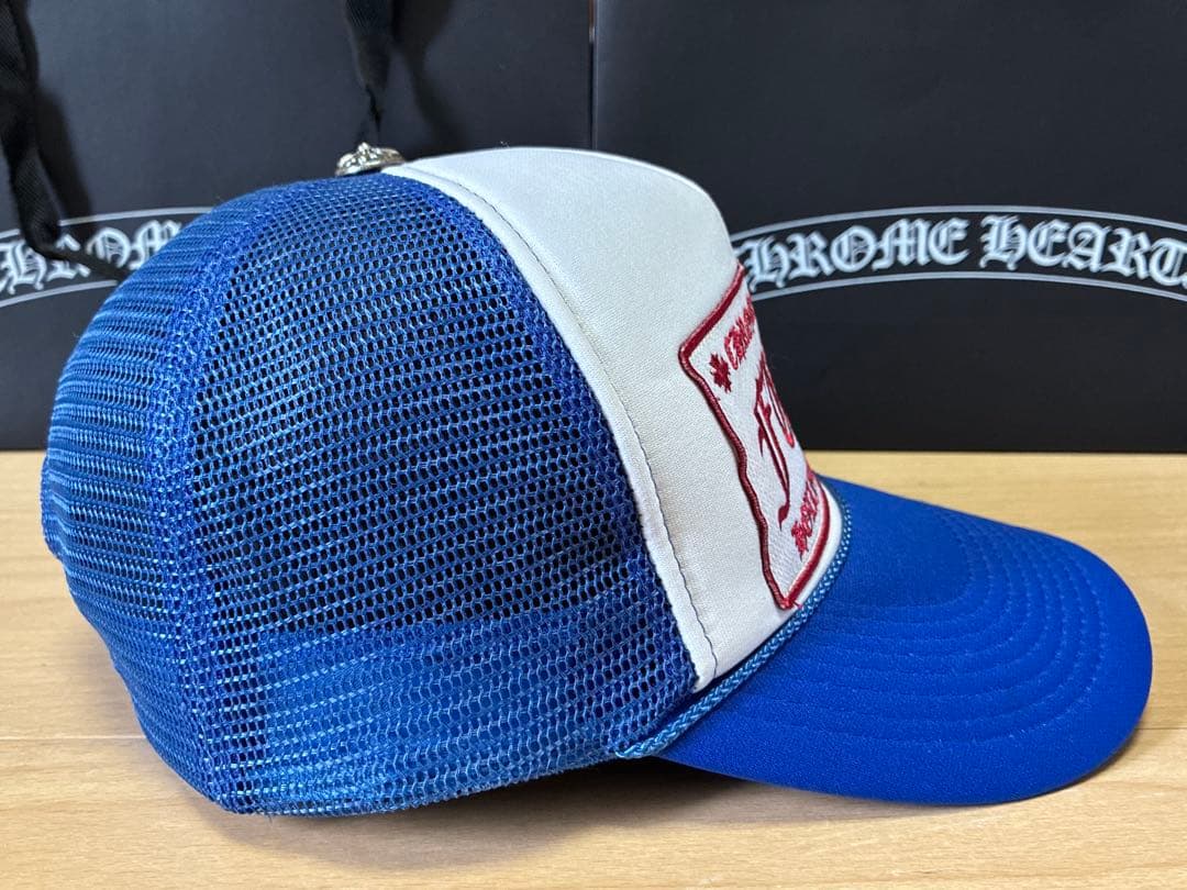 クロムハーツ FUCK トラッカー メッシュ キャップ 青 白